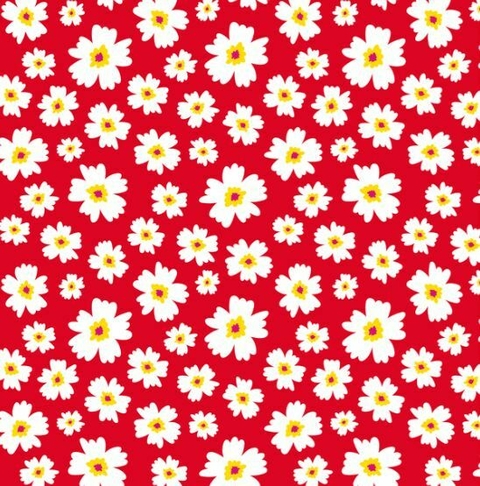 TRICOLINE ESTAMPA MARGARIDA - FUNDO VERMELHO 50X150 CM - comprar online