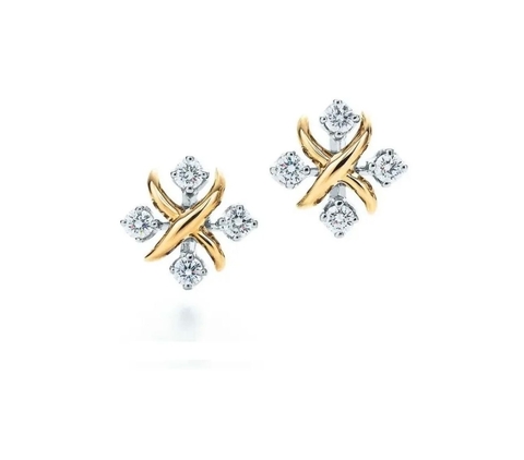 Par de Brincos Glamour em Ouro 18kts com Diamantes