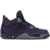 Vista lateral do Jordan 4 Retro Travis Scott Purple, destacando o cabedal em nobuck roxo.