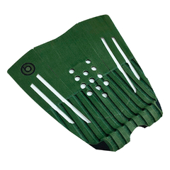 Visual lateral do deck Bully’s Pro Model Trekinho em verde musgo com ranhuras profundas, ideal para máxima tração em pranchas de surf.