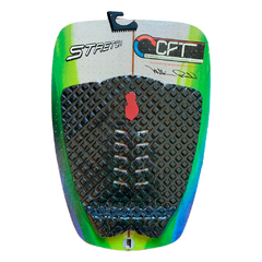 Deck Stretch preto com detalhe vermelho, feito em EVA resistente. Aderência superior para pranchas de surf de alta performance.