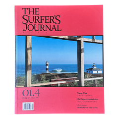 Revista The Surfer’s Journal Brasil 01.4 com capa de faróis e ondas, trazendo matérias sobre Tony Alva, pranchas experimentais e o surf nas Galápagos.