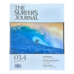 Revista The Surfer’s Journal Brasil 03.4 com tubo cristalino na capa e reportagens sobre John Severson, P-Pass e a adrenalina de Nathan Fletcher.