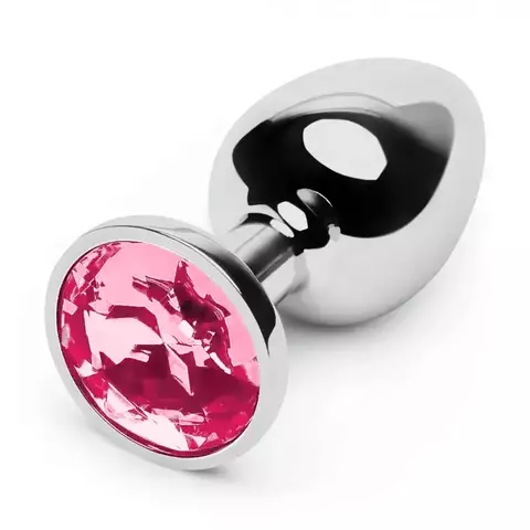 Plug Anal de Aço com Joia - Tamanho M - Rosa