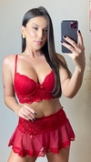 Conjunto de lingerie com saia Dellandrea vermelho