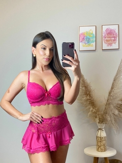 Conjunto de lingerie com saia pink