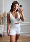 Short cintura alta texturizado branco