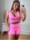 Short cintura alta texturizado rosa