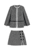 CONJUNTO CARDIGAN E SAIA EM TRICÔ ESCAMA DE PEIXE PRETO E BRANCO – PRIMAZIA - comprar online