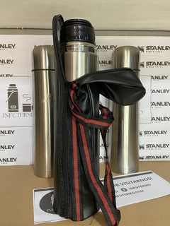 Termo Bala Plateado 1 Litro con Estuche de Cuero - comprar online