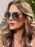 Óculos de Sol Maxi Hexagonal Blogueira Harper - Preto - loja online