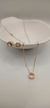 Conjunto de Brinco e Colar Pedra Rosa