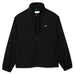 Jaqueta Preta Lacoste Impermeável com Capuz Removivel