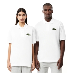 Polo Lacoste Big Croco Loose Fit Branca