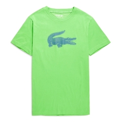 Camiseta Lacoste Sport Ultra Dry Verde com o Logo Verde Agua