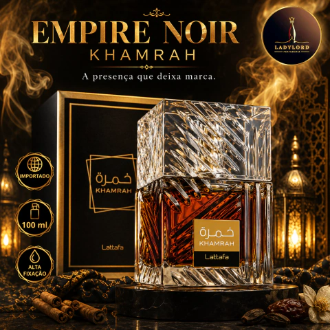 Khamrah by Lattafa Eau de Parfum 100ml | Perfume Árabe Importado Unissexo | Alta Fixação | Baunilha, Canela, Oud e Âmbar | Luxo Oriental Premium