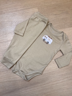 Conjunto Body Manga Longa Bege Kombi