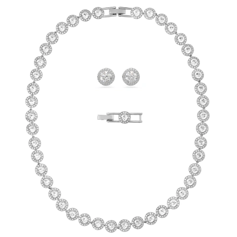 Conjunto Inspiração Swarovski - Brinco e Colar - Cravejado Zircônia