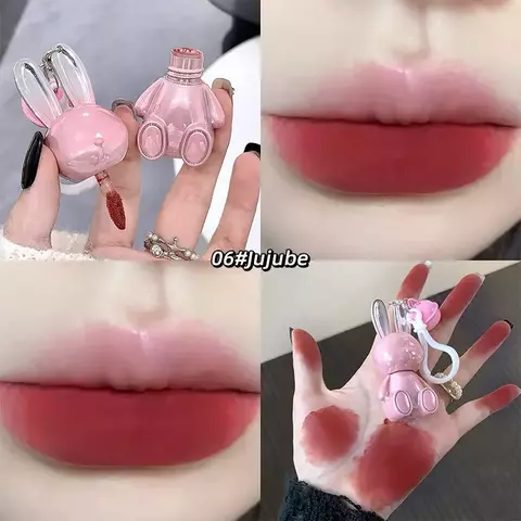 Gege urso coelho rosa veludo fosco creme labial coelho preto água luz esmalte l