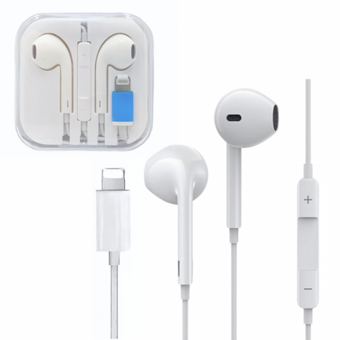 Fone de Ouvido Intra Auricular Com Fio e Microfone Controle de Volume Conexão Lightning IPHONE IOS-12