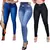 Kit 3 Calças Feminina Cintura Alta Lycra Jeans Com Lycra Elastano Cós Alto Até o Umbigo Modelagem Levanta Bumbum - loja online