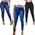 Kit 3 Calças Feminina Cintura Alta Lycra Jeans Com Lycra Elastano Cós Alto Até o Umbigo Modelagem Levanta Bumbum na internet