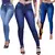 Kit 3 Calças Feminina Cintura Alta Lycra Jeans Com Lycra Elastano Cós Alto Até o Umbigo Modelagem Levanta Bumbum