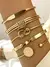 Imagem do 5 peças/Conjunto Vintage Pulseira Bracelete Exagerada e Larga, Bracelete e Pulseiras Douradas Lisas e Assimétricas, Presente Adequado Para Namoradas e Amigas