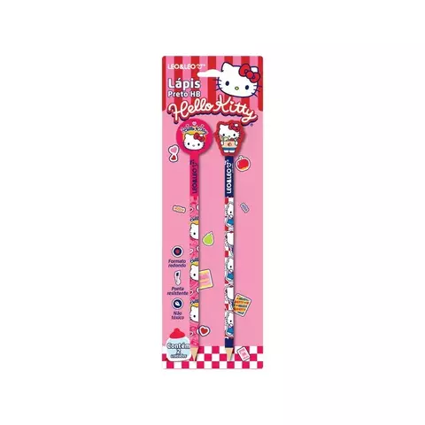 LAPIS COM BORRACHA C/2 HELLO KITTY - LEOELEO