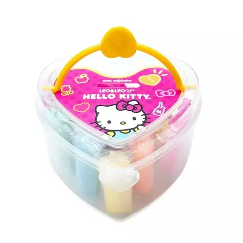 MASSINHA DE MODELAR CORACAO HELLO KITTY KIT C/ 175G 7 CORES + 5 MOLDES