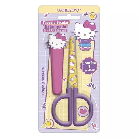 TESOURA ESCOLAR COM CAPA HELLO KITTY - LEOELEO
