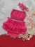 Conjunto Frufru Top com Calcinha Tapa Fraldas e Faixinha de Cabelo Luxo para Mesversário e Ensaios Fotográficos
