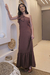 Vestido Gardênia - Vestido Longo de Um Ombro Só com Flor na Alça - Marrom e Verde