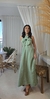 Vestido Rosa - Vestido Longo com Maxi Flor - Verde e Marrom - comprar online