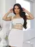 Conjunto Viva Moda Saia Com Cropped malha Canelada Com Amarração - loja online