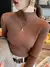 Elegante sólido básico de malha topos feminino gola alta camisola manga longa - comprar online