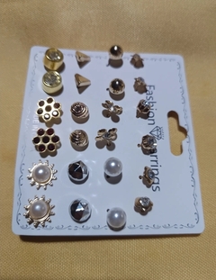 Imagen de Aros (X 12 Pares) DOce Pares, Plateados o Dorados, Look Piel Regala Regalate Ocaciones