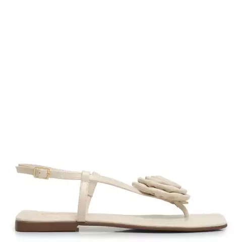 Rasteira Flor Off White