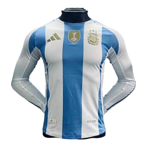 Camisa Seleção Argentina I 24/25 manga longa - Jogador Adidas Masculina - Branca e azul