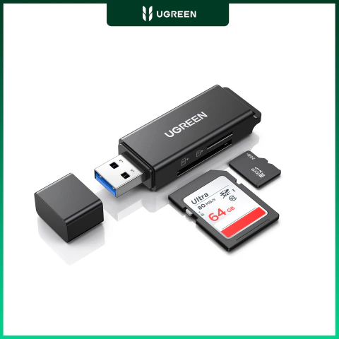 Lector de Tarjetas Dual USB 3.0 a TF + SD Negro Ugreen CM104