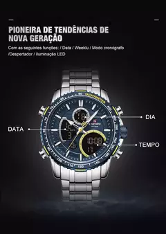 Imagem do Naviforce men assist topo marca de luxo grande dial relógios do esporte dos hom