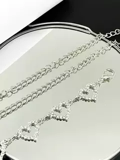 Cinto Feminino Corrente Coração Strass Brenda Ref. 1261