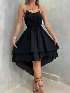 Vestido Feminino Curto em Crepe Frente Única com Babado Marise Ref. 1339 - comprar online