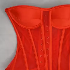 Feminino sexy multicolorido elegante moda personalidade net rosto espartilho emenda net espartilho cintura espartilho - loja online