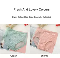 Calcinha de renda transparente feminina tamanhos grandes com cintura alta verão sexy malha oco para fora cuecas femininas plus size