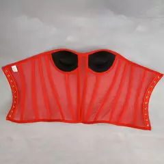Imagem do Feminino sexy multicolorido elegante moda personalidade net rosto espartilho emenda net espartilho cintura espartilho