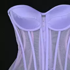 Feminino sexy multicolorido elegante moda personalidade net rosto espartilho emenda net espartilho cintura espartilho na internet