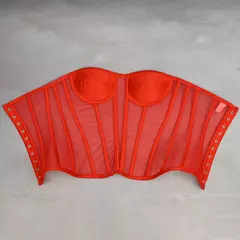 Feminino sexy multicolorido elegante moda personalidade net rosto espartilho emenda net espartilho cintura espartilho na internet