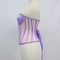 Feminino sexy multicolorido elegante moda personalidade net rosto espartilho emenda net espartilho cintura espartilho na internet
