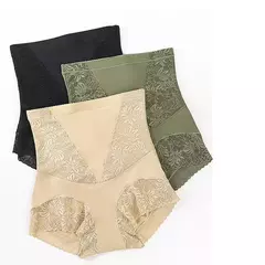 Cintura alta shapewear barriga controle calcinha renda emagrecimento roupa interior feminina cintura trainer corpo shaper roupa interior - loja online